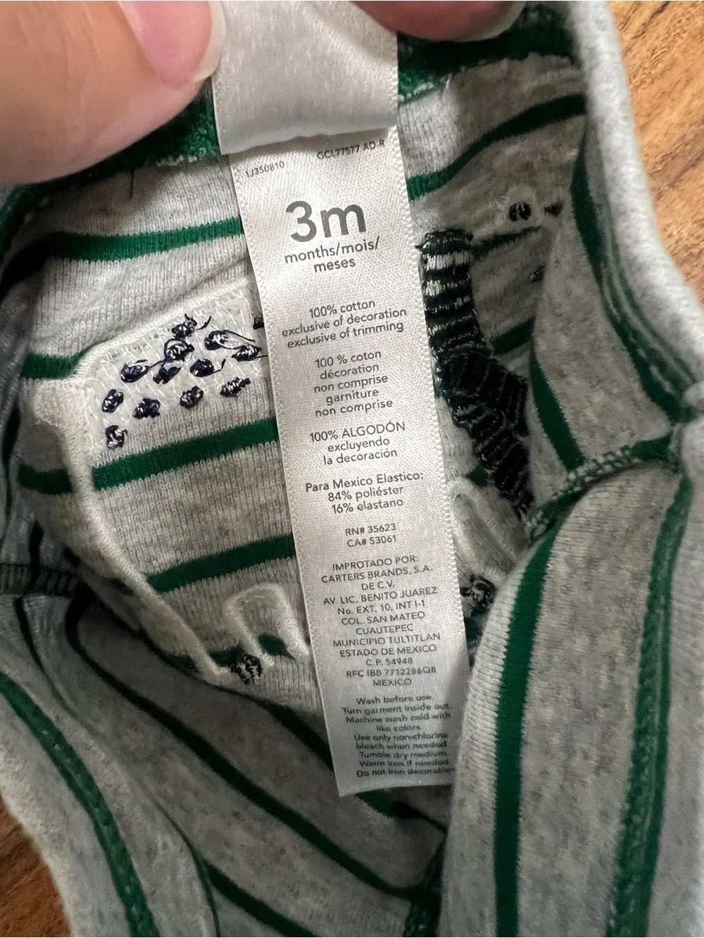 Carter’s 3M Onesie/Pant, Pjs, Outfit Bundle (5) - Winter, Green, White, Striped